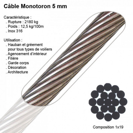 Câble Inox marine Monotoron 5mm