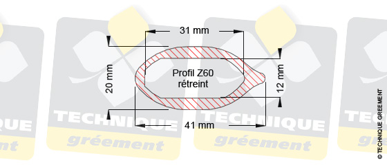 Dimensions barre de flèche Z60, pour embout barre de flèche Z3113