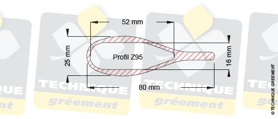 Dimensions barre de flèche Z95, pour embout barre de flèche Z3802