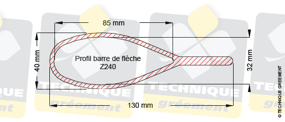 Dimensions barre de flèche Z240, pour embout barre de flèche Z3822