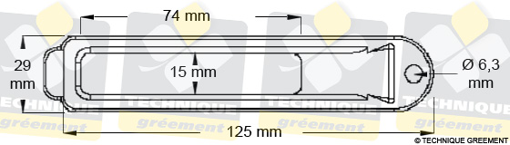 Dimentions sortie de drisse Delrin Grand Modèle Z Spars 1692