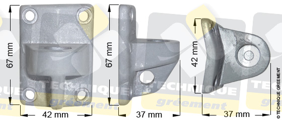 Dimensions demi platine de vit de mulet ZSpars 3346, petit modèle